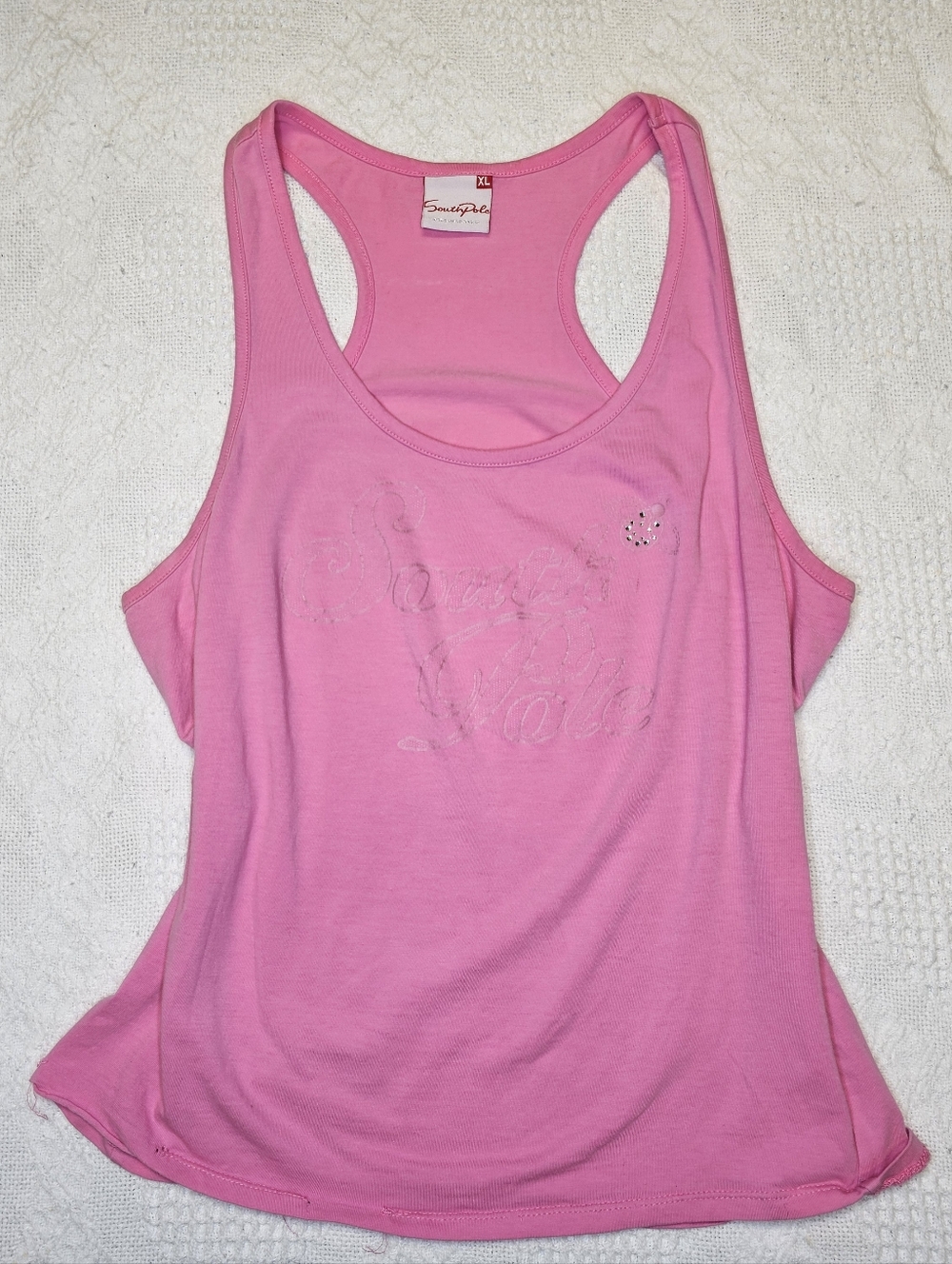 South Pole Pink Racerback Tank Top with Subtle Front Detail